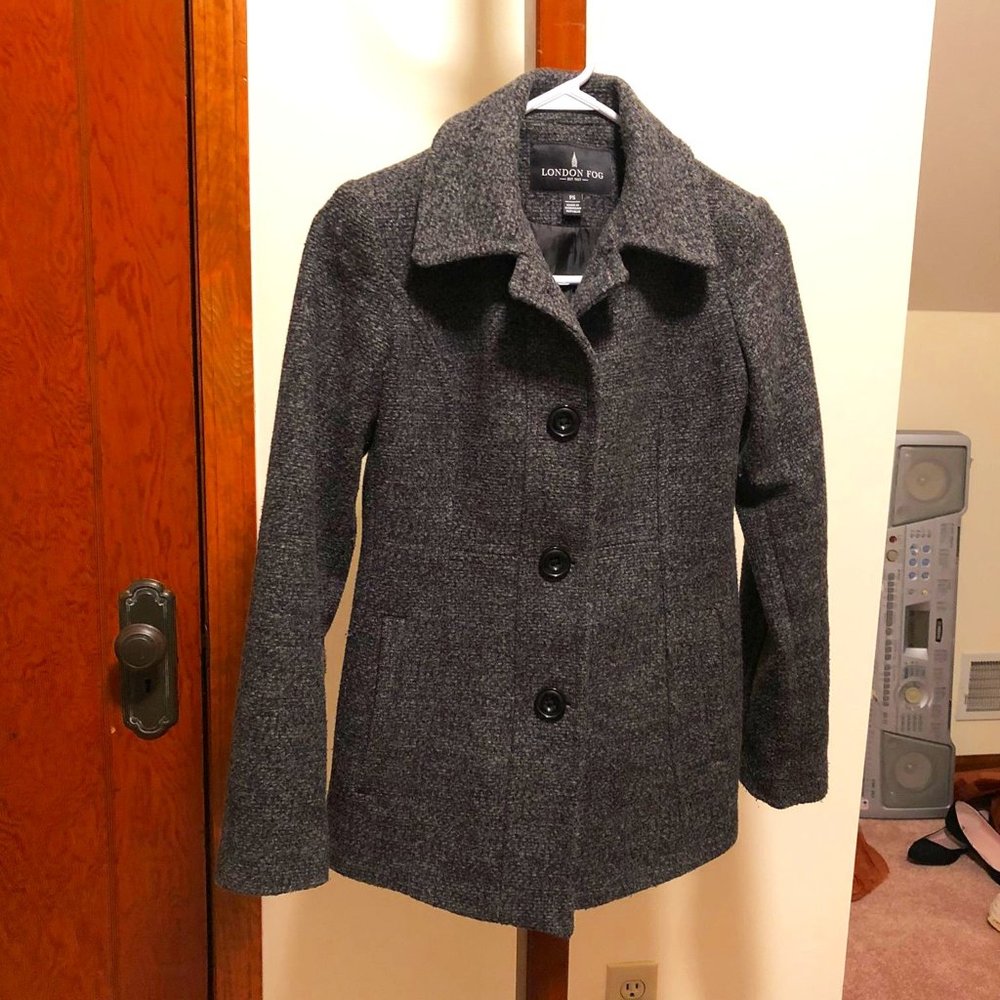 London Fog Peacoat S(P) Grey Tweed Gem